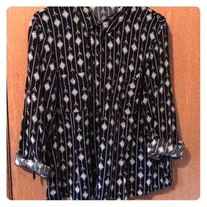 Aztec Print Button Up Blouse